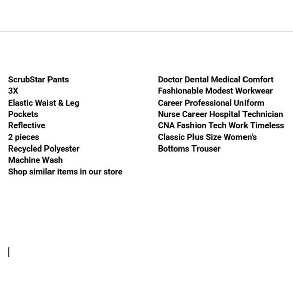 ScrubStar Pants 3X Elastic Waist Leg Pocket Reflective 2 pcs Plus Size Uniform - Picture 3 of 13